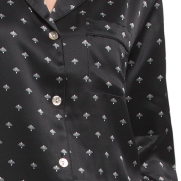 PETITE PLUME Silk 2pc Art Nouveau Pajama Top And Pants Set - Picture 3 of 3